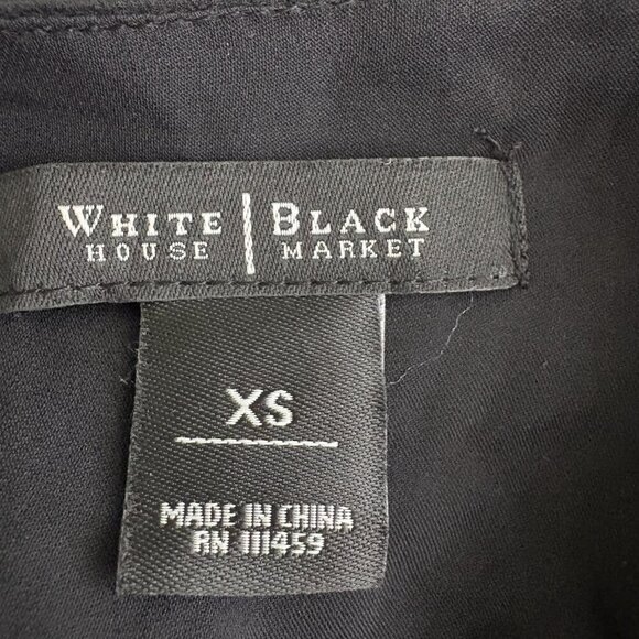 2/$30 White House Black Market Ruffled Cold Shoulder Silk Tunic Blouse XS #9908 - Picture 5 of 8